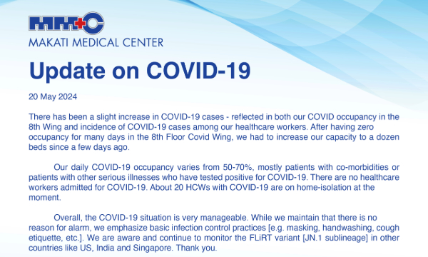 Update on COVID-19